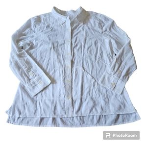 NWT J. Jill Hi-Lo Brocade Button-down White Top/Lightweight Jacket, Size XL